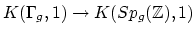 $ K(\Gamma_g,1)\to
K(Sp_g(\mathbb{Z}),1)$