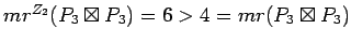 $ mr^{Z_2}(P_3\boxtimes P_3)=6>4=mr(P_3\boxtimes P_3)$