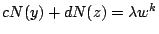 $ cN(y)+dN(z)=\lambda w^k$