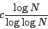\begin{displaymath}c \frac{\log N}{\log \log N}\end{displaymath}