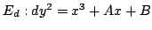 $E_d:dy^2=x^3+A x+B$